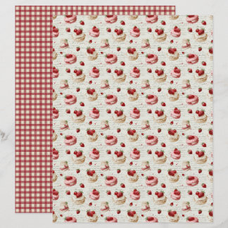 Papier Vintage Strawberry Pie Scrapbook Paper