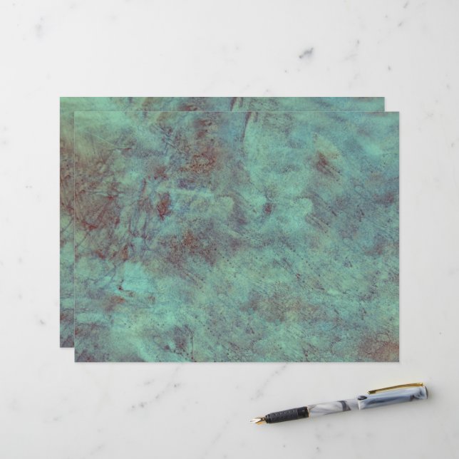 Papier Vintage Turquoise Turquoise Texture Brown (Devant/Arrière en situation)