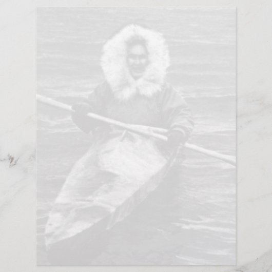Papier Vintage USA Alaska eskimo et son kayak (Devant)