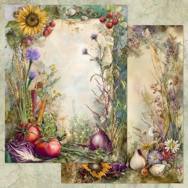 PAPIER VINTAGE VEGGIE GARDEN JUNK JOURNAL PAPER (VINTAGE VEGGIE GARDEN JUNK JOURNAL PAPER)