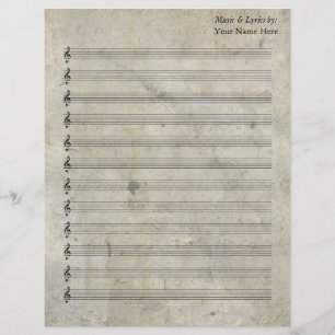 Papier Vintage Vieux Vieux Tôle Vierge Musique 12 Stave
