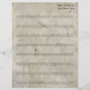 Papier Vintage Vieux Vieux Tôle Vierge Musique 8 Tige