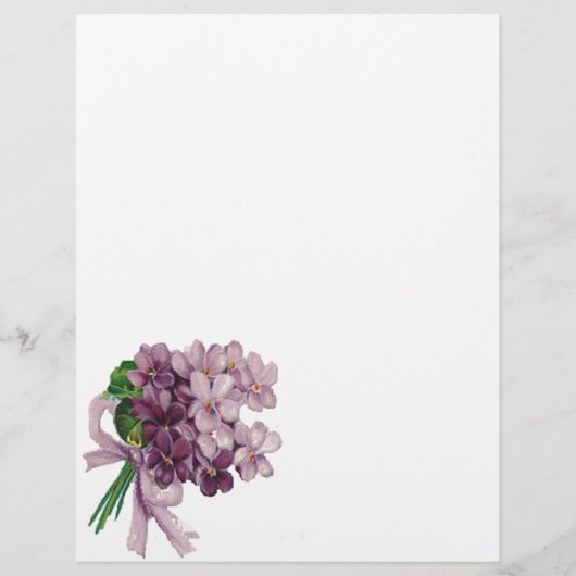 Papier Vintage Violets Nosegay Bouquet En-tête (Devant)