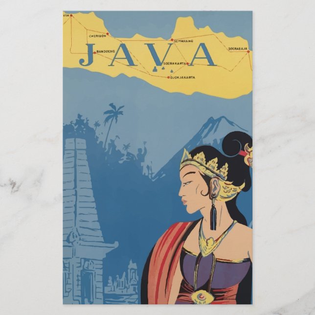Papier Vintage voyage Java Indonésie (Devant)