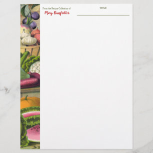 Papier Vintages aliments recettes personnalisées en-tête