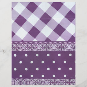 Papier Violet blanc À damiers Polka Dot Floral Damask Art