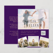Papier Violet photo Mariage Inviter QR Code Enregistrer D (Devant / Derrière)