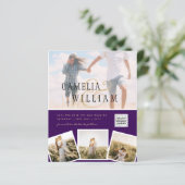 Papier Violet photo Mariage Inviter QR Code Enregistrer D (Debout devant)