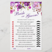 Papier Violet violet Peony Floral Fête des mariées Jeu (Devant)