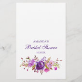 Papier Violet violet Peony Floral Fête des mariées Jeu (Dos)