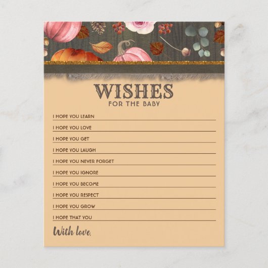 Papier Voeux Citrouille roses et orange pour le bébé (Devant)