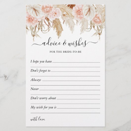 Papier Voeux & Conseils Fête des mariées Grass Pampas (Devant)