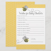 Papier Vœux d'abeille bourdonnante grise et jaune pour bé (Devant / Derrière)