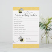 Papier Vœux d'abeille bourdonnante grise et jaune pour bé (Debout devant)