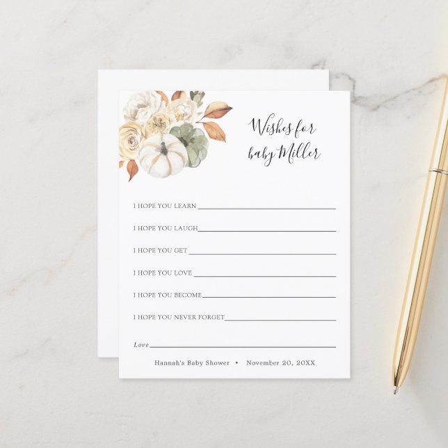 Papier Voeux d'automne rustique pour le bébé (Devant/Arrière en situation)