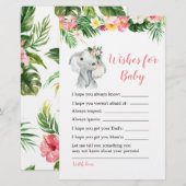 Papier Voeux de Baby shower de fille éléphante tropicale (Devant / Derrière)