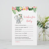 Papier Voeux de Baby shower de fille éléphante tropicale (Debout devant)