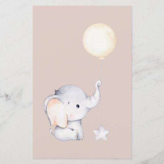 Papier Voeux de Baby shower éléphant pour bébé (Dos)