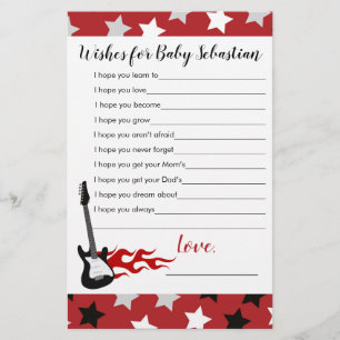 Papier Vœux de Baby Shower pour Bébé Rock Star de Musique