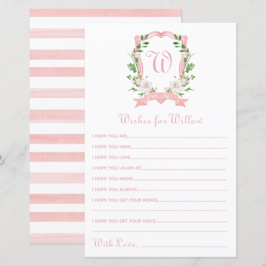 Papier Vœux de Couronne Florale pour Bébé (Devant / Derrière)