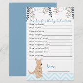 Papier Vœux de douche de bébé garçon boho Kangourou Bleu  (Devant / Derrière)