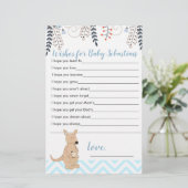Papier Vœux de douche de bébé garçon boho Kangourou Bleu  (Debout devant)