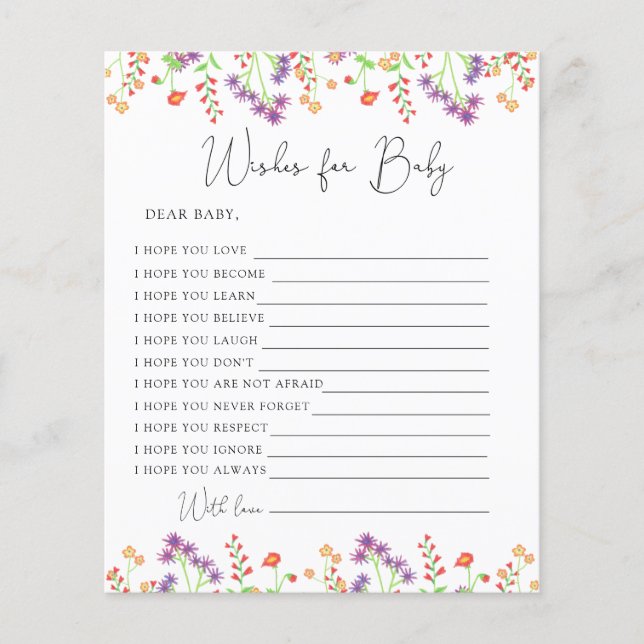 Papier Vœux de fleurs sauvages pour bébé (Devant)