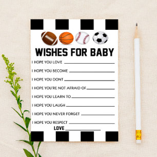 Papier Vœux de sport pour l'activité de baby shower de bé