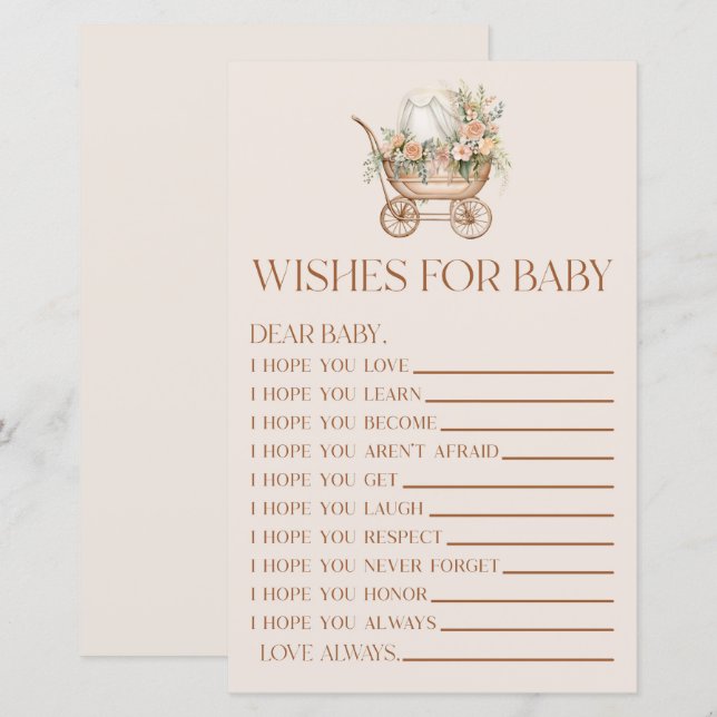 Papier Voeux De Transport Floral Rose Pour Baby shower Je (Devant / Derrière)