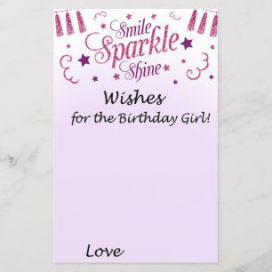 Papier Vœux en paillettes roses pour la fille d'anniversa