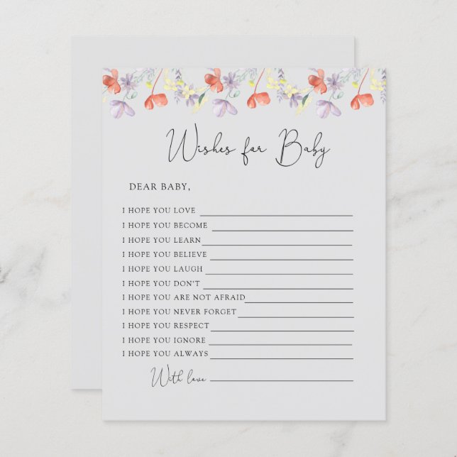 Papier Voeux fleur sauvage pour bébé (Devant / Derrière)