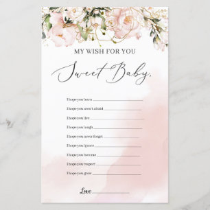 Papier vœux floraux rose pastel pour le jeu de bébé print
