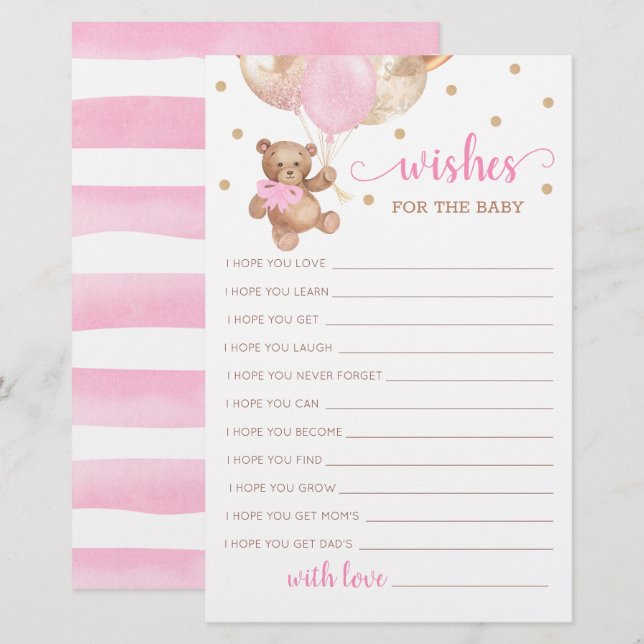 Papier Voeux modifiables pour l'ours en Baby shower Teddy (Devant / Derrière)