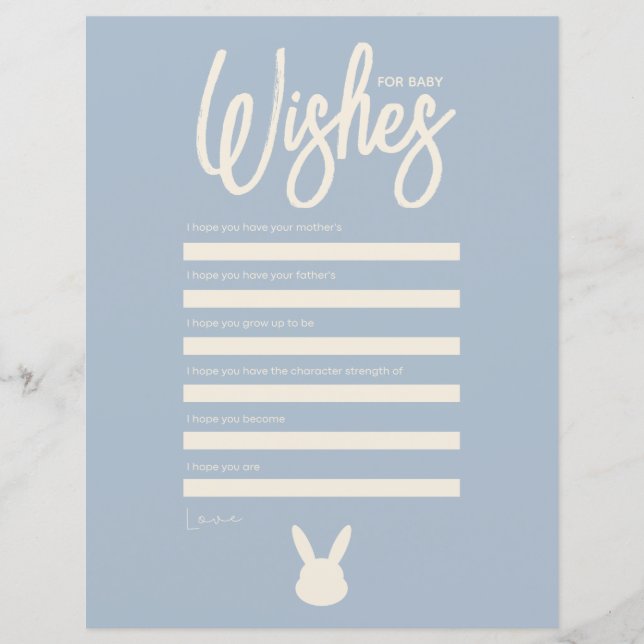 Papier Voeux pour Baby Game baby shower lapin (Devant)