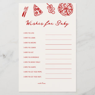 Papier Voeux Pour Baby Pizza Baby shower Jeux