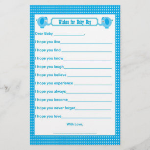 Papier Voeux pour bébé - Baby shower Keepsaké Elephant B