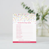 Papier Voeux pour bébé Confetti Baby shower à thème (Debout devant)