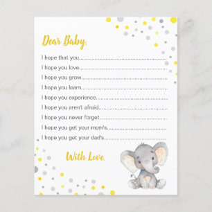 Papier Vœux pour bébé éléphant Shower point jaune gris