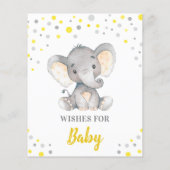 Papier Vœux pour bébé éléphant Shower point jaune gris (Dos)