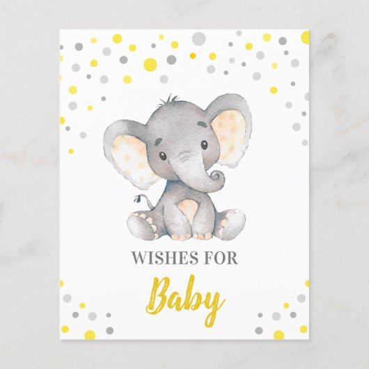 Papier Vœux pour bébé éléphant Shower point jaune gris (Dos)