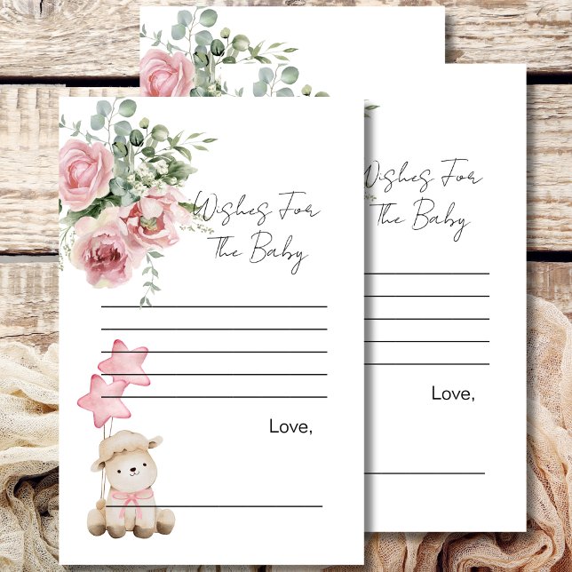 Papier Voeux pour bébé gibier doux petit agneau rose fleu (Créateur téléchargé)