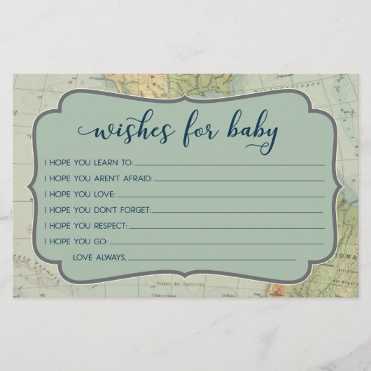 Papier Vœux pour bébé pour jeu de baby shower aventure (Devant)