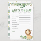 Papier Voeux pour bébé Prince Lion vert Floral (Devant / Derrière)