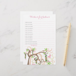 Papier Vœux pour des jumelles Bébé fille roses Petits poi