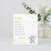 Papier Vœux pour la douche de bébé Éléphant à pois jaune  (Debout devant)