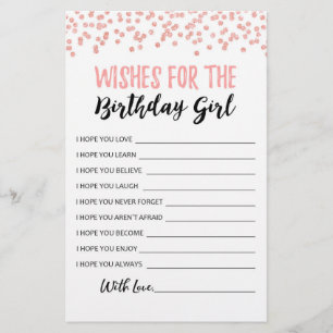Papier Voeux pour la fête d'anniversaire fille jeu d'anni