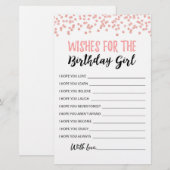 Papier Voeux pour la fête d'anniversaire fille jeu d'anni (Devant / Derrière)