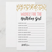 Papier Voeux pour la fête d'anniversaire fille jeu d'anni (Devant / Derrière)