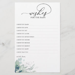 Papier Voeux Pour Le Baby shower De Verdure Succulent Béb