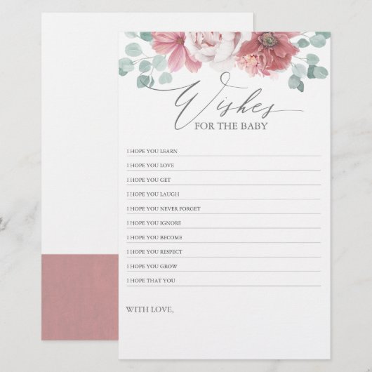 Papier Voeux pour le bébé - Baby shower Fun Jeu Floral (Devant / Derrière)